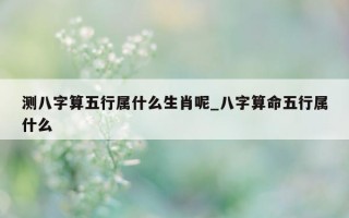 测八字算五行属什么生肖呢_八字算命五行属什么