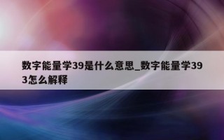 数字能量学 39 是什么意思_数字能量学 393 怎么解释