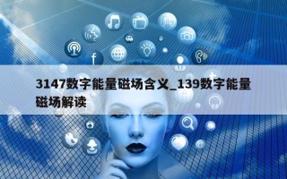 3147 数字能量磁场含义_139 数字能量磁场解读