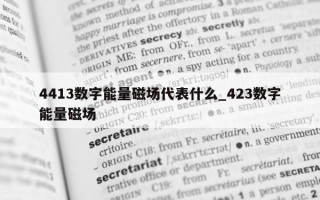 4413 数字能量磁场代表什么_423 数字能量磁场