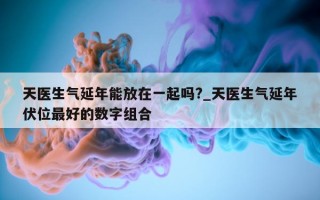 天医生气延年能放在一起吗?_天医生气延年伏位最好的数字组合