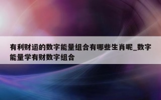 有利财运的数字能量组合有哪些生肖呢_数字能量学有财数字组合