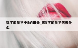 数字能量学中 5 的用处_5 数字能量学代表什么