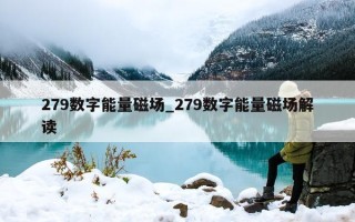 279 数字能量磁场_279 数字能量磁场解读