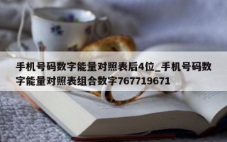 手机号码数字能量对照表后 4 位_手机号码数字能量对照表组合数字 767719671