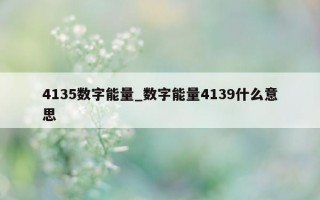 4135 数字能量_数字能量 4139 什么意思