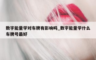 数字能量学对车牌有影响吗_数字能量学什么车牌号最好