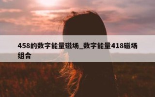 458 的数字能量磁场_数字能量 418 磁场组合