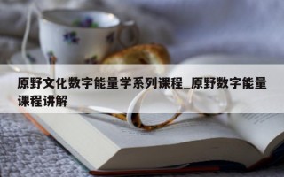 原野文化数字能量学系列课程_原野数字能量课程讲解