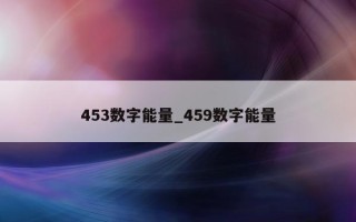 453 数字能量_459 数字能量