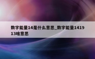 数字能量 14 是什么意思_数字能量 141913 啥意思