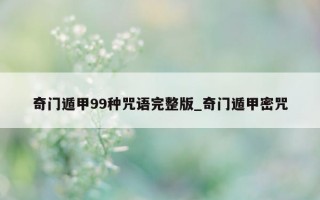 奇门遁甲 99 种咒语完整版_奇门遁甲密咒