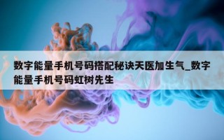 数字能量手机号码搭配秘诀天医加生气_数字能量手机号码虹树先生