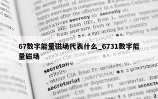 67 数字能量磁场代表什么_6731 数字能量磁场