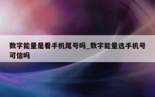 数字能量是看手机尾号吗_数字能量选手机号可信吗