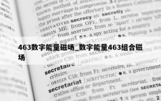 463 数字能量磁场_数字能量 463 组合磁场