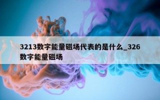 3213 数字能量磁场代表的是什么_326 数字能量磁场