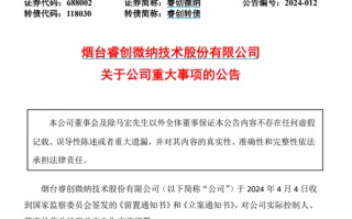 突发！睿创微纳董事长遭留置