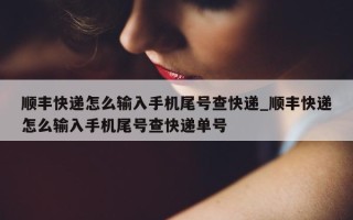 顺丰快递怎么输入手机尾号查快递_顺丰快递怎么输入手机尾号查快递单号