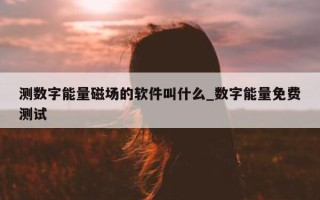 测数字能量磁场的软件叫什么_数字能量免费测试