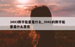 3493 数字能量是什么_3941 的数字能量是什么意思