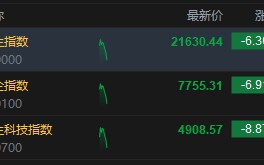 恒生科技指数跌幅扩大至 9% 恒生指数跌超 6%