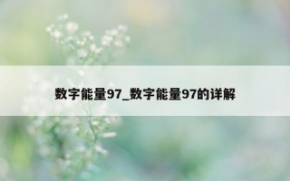 数字能量 97_数字能量 97 的详解