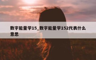 数字能量学15_数字能量学152代表什么意思