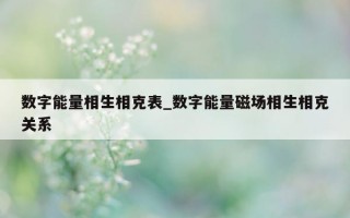 数字能量相生相克表_数字能量磁场相生相克关系