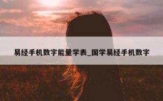 易经手机数字能量学表_国学易经手机数字