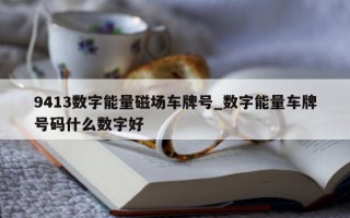 9413 数字能量磁场车牌号_数字能量车牌号码什么数字好