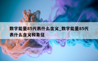 数字能量 85 代表什么含义_数字能量 85 代表什么含义和象征