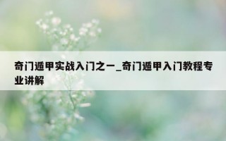 奇门遁甲实战入门之一_奇门遁甲入门教程专业讲解