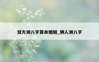 双方测八字算命婚姻_俩人测八字