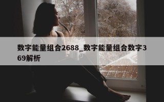 数字能量组合 2688_数字能量组合数字 369 解析