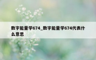 数字能量学 674_数字能量学 674 代表什么意思