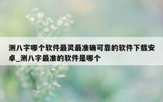 测八字哪个软件最灵最准确可靠的软件下载安卓_测八字最准的软件是哪个