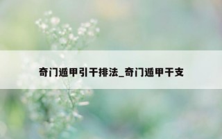 奇门遁甲引干排法_奇门遁甲干支