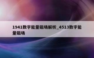 1941 数字能量磁场解析_4513 数字能量磁场