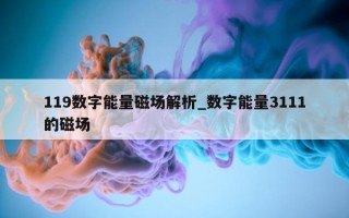 119 数字能量磁场解析_数字能量 3111 的磁场