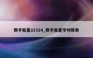 数字能量 21314_数字能量学对照表