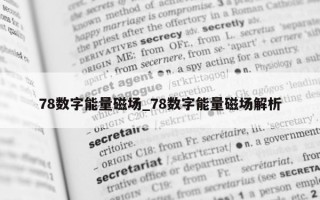 78 数字能量磁场_78 数字能量磁场解析