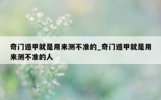 奇门遁甲就是用来测不准的_奇门遁甲就是用来测不准的人