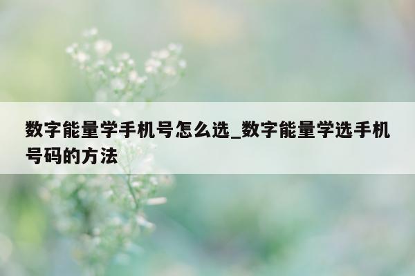 数字能量学手机号怎么选_数字能量学选手机号码的方法 - 第 1 张图片 - 小家生活风水网