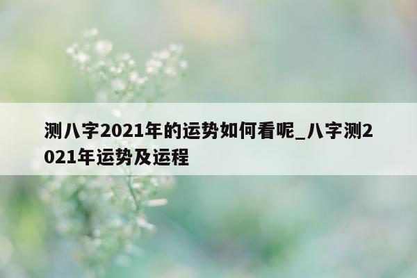 测八字 2021 年的运势如何看呢_八字测 2021 年运势及运程 - 第 1 张图片 - 小家生活风水网