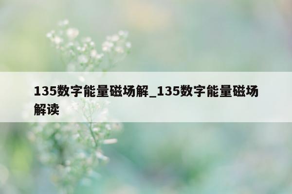 135 数字能量磁场解_135 数字能量磁场解读 - 第 1 张图片 - 小家生活风水网