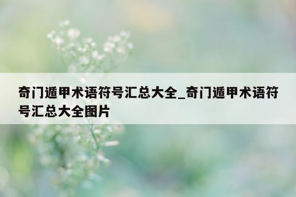 奇门遁甲术语符号汇总大全_奇门遁甲术语符号汇总大全图片 - 第 1 张图片 - 小家生活风水网