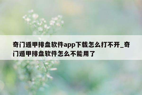 奇门遁甲排盘软件 app 下载怎么打不开_奇门遁甲排盘软件怎么不能用了 - 第 1 张图片 - 小家生活风水网