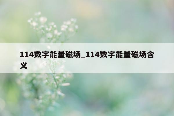 114 数字能量磁场_114 数字能量磁场含义 - 第 1 张图片 - 小家生活风水网