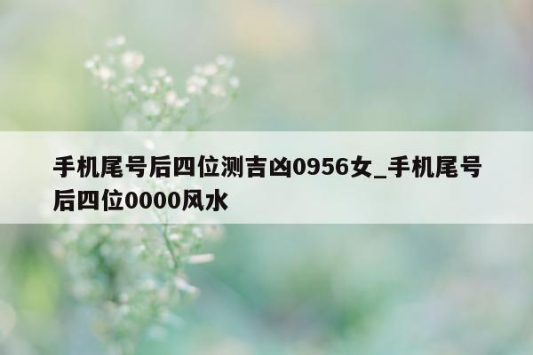 手机尾号后四位测吉凶 0956 女_手机尾号后四位 0000 风水 - 第 1 张图片 - 小家生活风水网